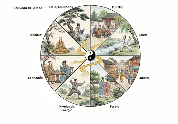 Gráfico de La Rueda de la Vida para autoevaluación de equilibrio personal