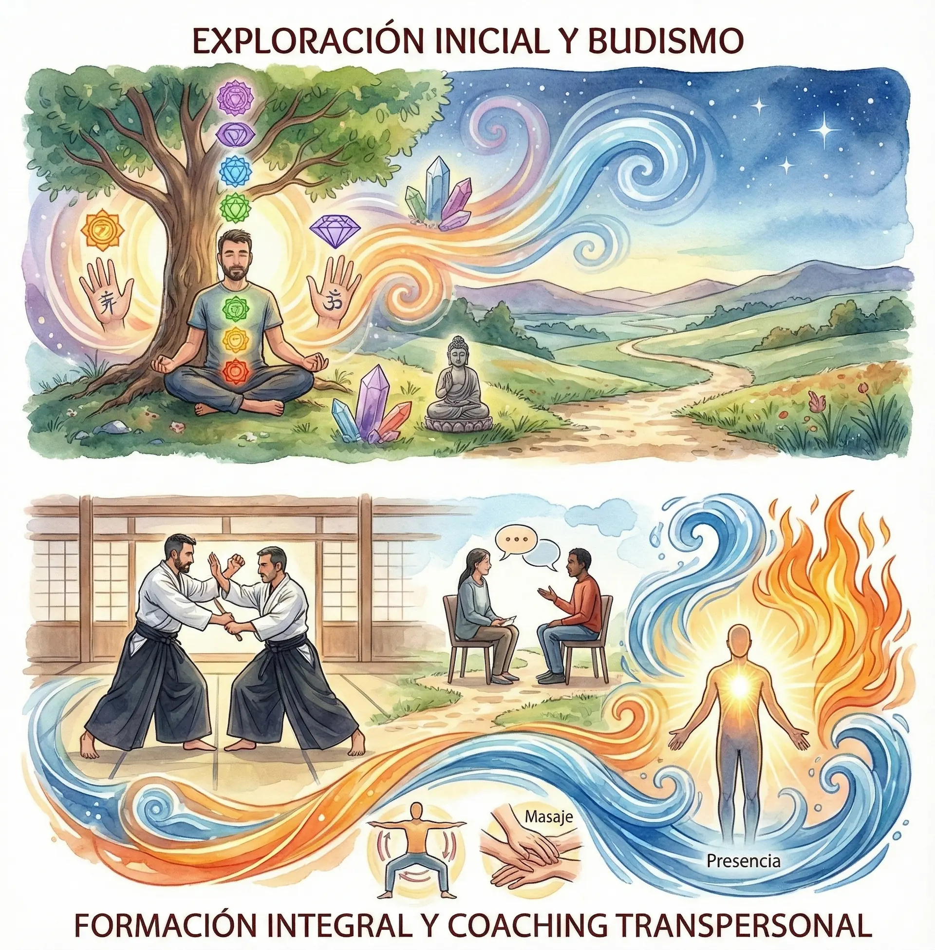 Javier Frías practicando meditación y filosofía budista